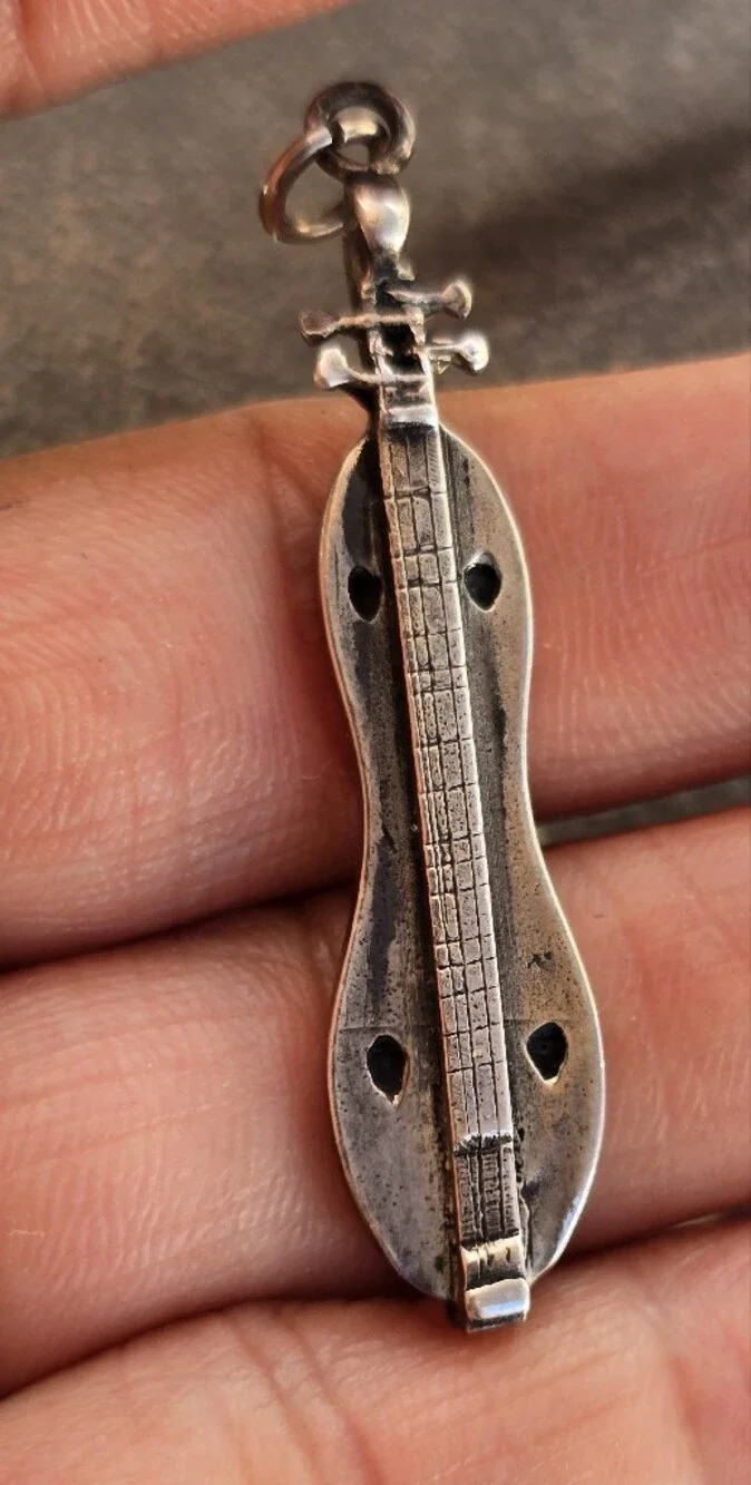 RARE special artisan solid 925 sterling silver Appalachian mountain dulcimer